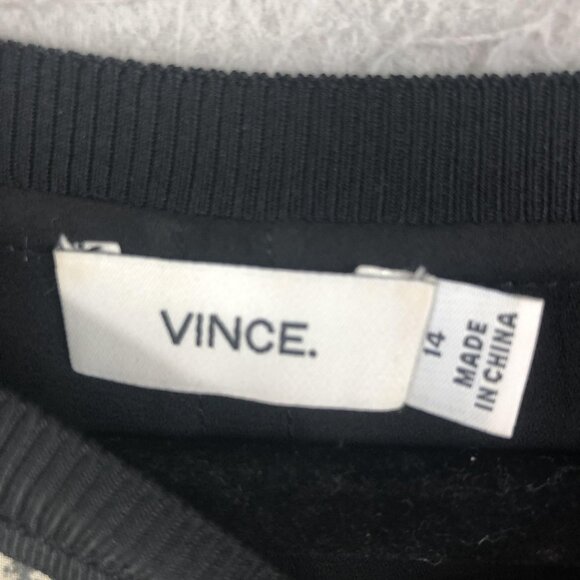 Vince Dress Womens 14 Black White Silk Sleeveless Shift Sheath Patterned Midi - Picture 6 of 14